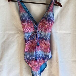 Colorful Patterned One-Piece Swimsuit Large